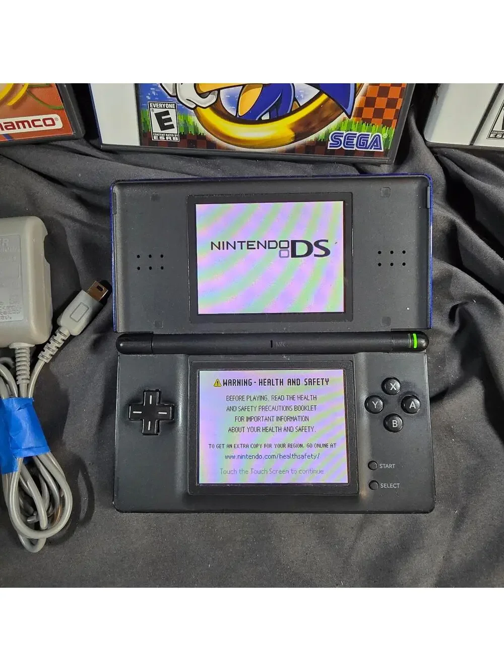 Nintendo DS Lite Cobalt Blue Handheld Console Working Charger Stylus And 3 Games
